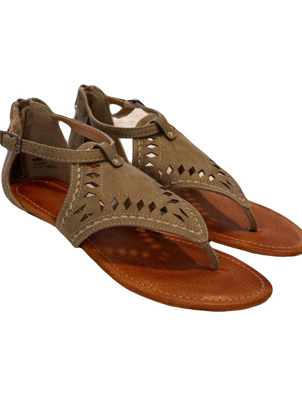 Report  Women’s  7  Taupe  Suede  Cutout  Thong  Sandals  Classic  Comfort  Boho
